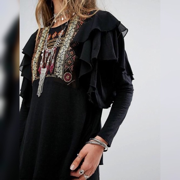 New Free People La Cienga Ruffle Top S - Picture 3 of 7